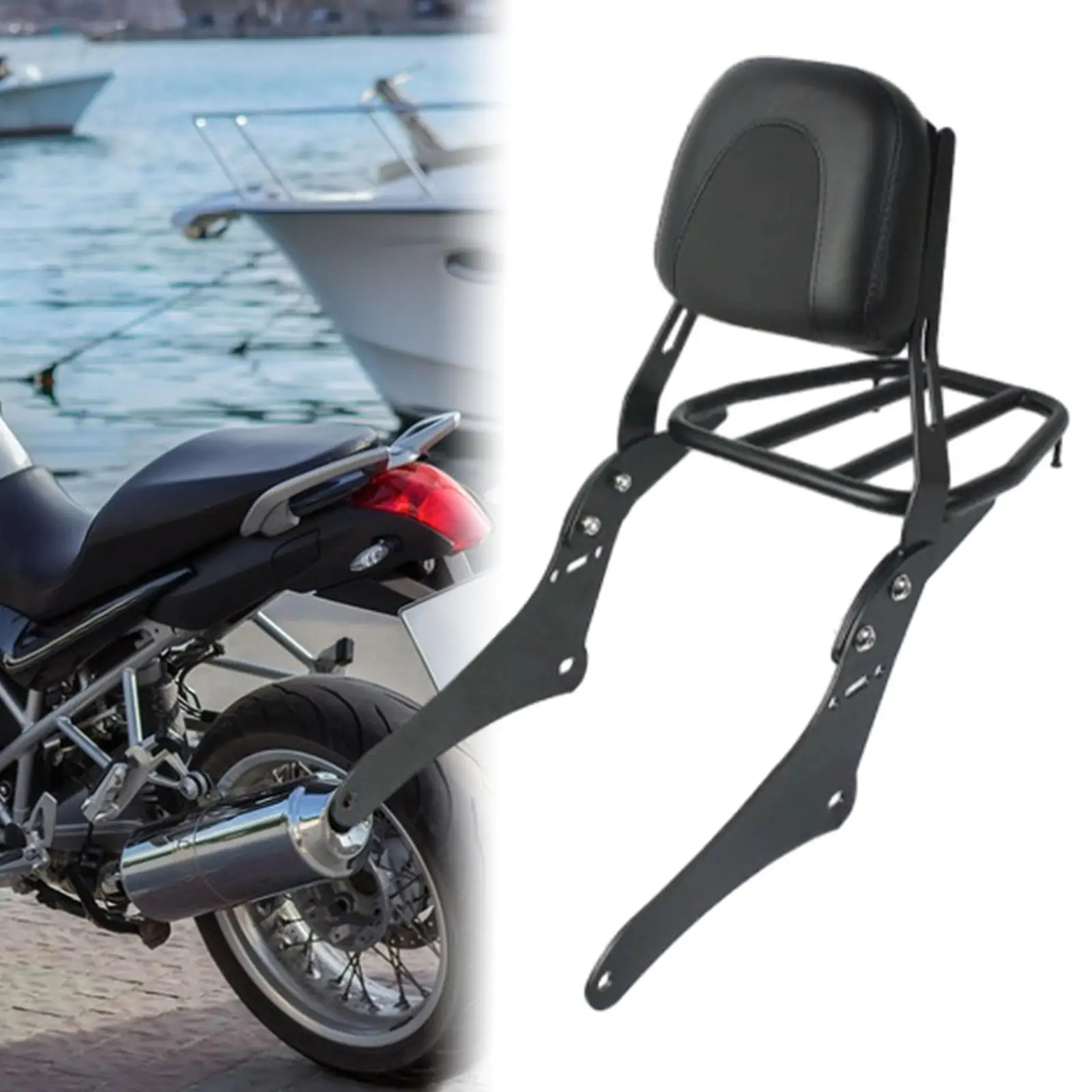 Motorcycle Sissy Bar Backrest Pad with Luggage Rack Passenger Backrest Rear Pad for Honda Rebel cm300 cm500 Easy Install