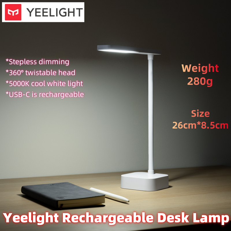 Yeelight Jasmine Rechargeable Table Lamp Book Lamp  Night Light Cool White Light 5000K 360Â° Twistable Stepless Dimming USB-C