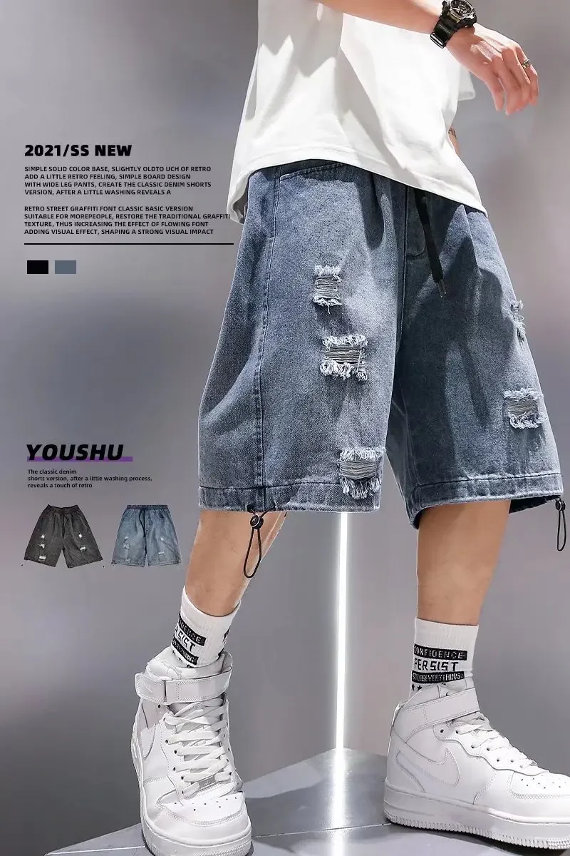 Men's Summer Loose-fit Trendy Denim Shorts American Style Five-point Mid-pants 2023 New Fashion Casual Shorts 34 Sb0f4a59d9b5e4b8ea1d29a292f59073cj