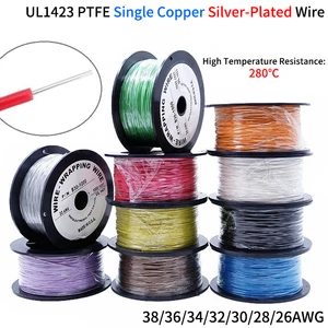 5 м/20 м PTFE посеребренный медный провод 38/36/34/30/28/26 AWG Micro Fine UL1423 высокотемпературный электронный «сделай сам» одножильный кабель