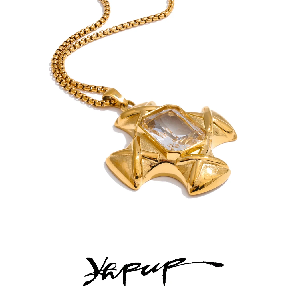 Yhpup Necklace Gold Color Stainless Steel