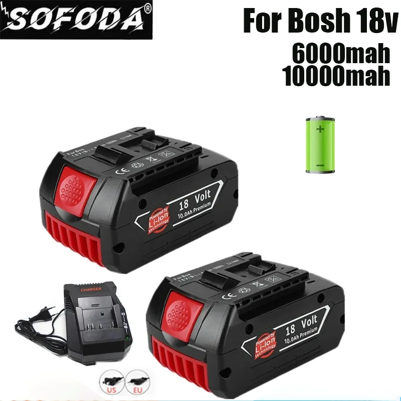 

NEW 18V 10Ah Rechargeable Li-ion Battery For Bosch 18V Power tool Backup 10000mah Portable Replacement BAT609 Indicator light