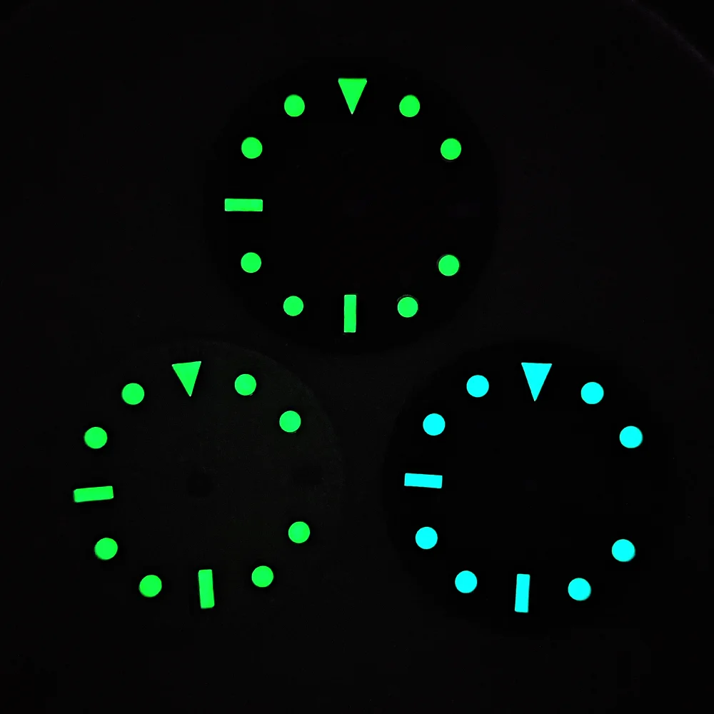 NH35 dial 28.5mm dial frosted/glossy watch for NH35/NH36 movement watch replacement parts blue/green luminous dials