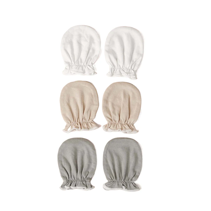 3 Pairs/Set Baby Mittens Cotton Soft Mitten Newborn Anti-eat Hand Anti-Grab Face Protect Glove 0-6M