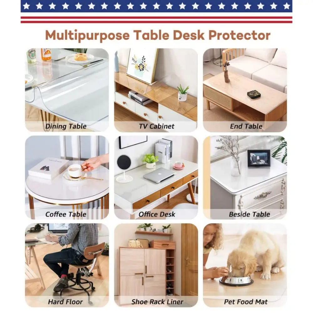 Transparent tablecloth PVC heat-resistant, waterproof, scratch resistant table mat protective1PC