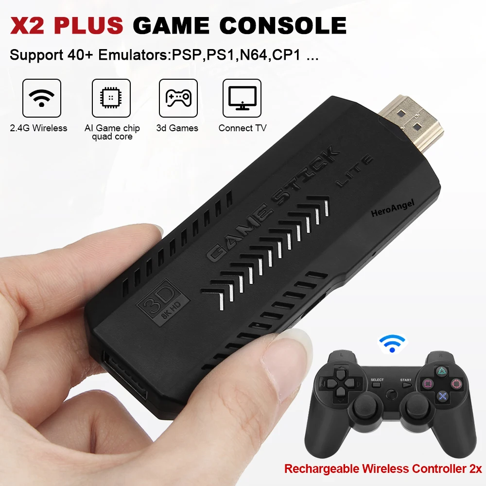 X2 PLUS   ƽ, 4K HD , 2.4G   Ʈѷ, ִ 41000  , 64GB, 128GB Ʈ , PSP PS1 FC