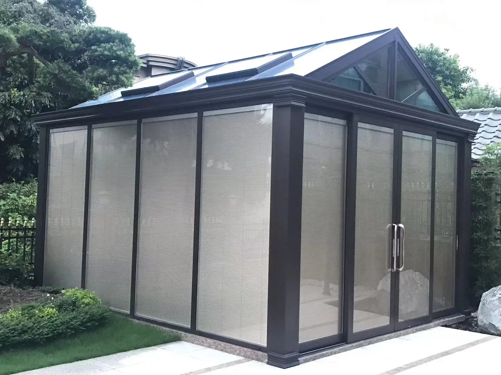 Villa Outdoor Aluminum glass garden house Veranda four Season Sunroom double Glass Aluminum