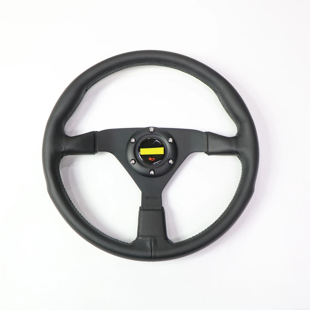

Universal 14 Inch 340mm Sports Drifting Steering Wheel Real Leather Black Aluminum Alloy Bracket For Car Accessories