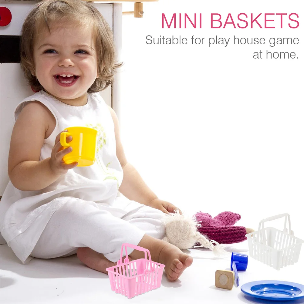 Mini Shopping Baskets Playing House Baskets Kids Small Candy Baskets Model House Furniture For Dollhouse Decor 4
