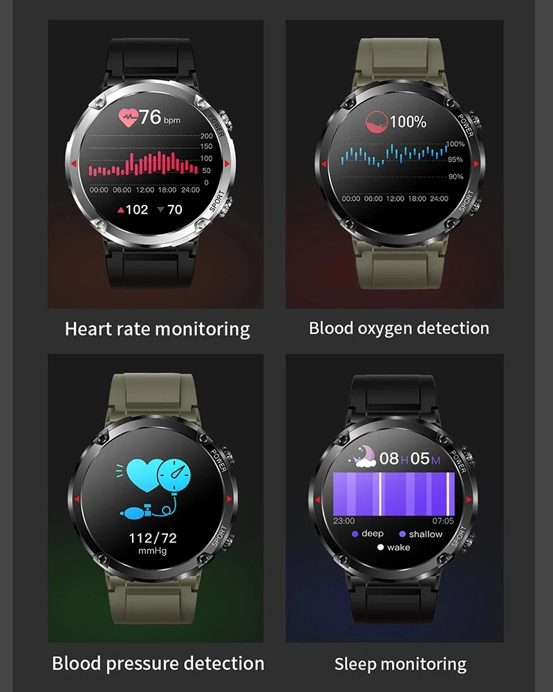 SACOSDING Ʈ ġ HD ũ ð  600 mAh  ƮϽ   ȭ ð IP68  Smartwatch