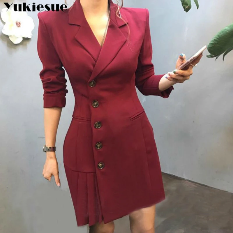 Women Casual Suits Elegant One Piece Dress Suit Office Lady Work Blazer Jacket Long Outwear Autumn Outfit Female Plus Size Dress Suits Aliexpress