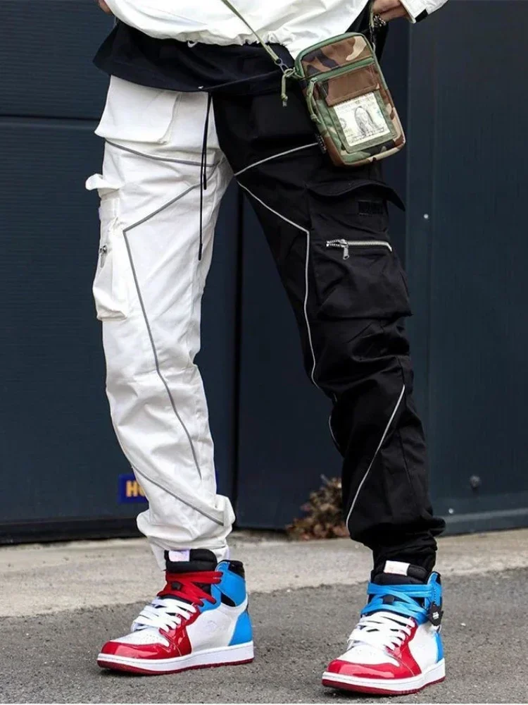 Men's Cargo Pants White Hip Hop Male Trousers Summer Regular