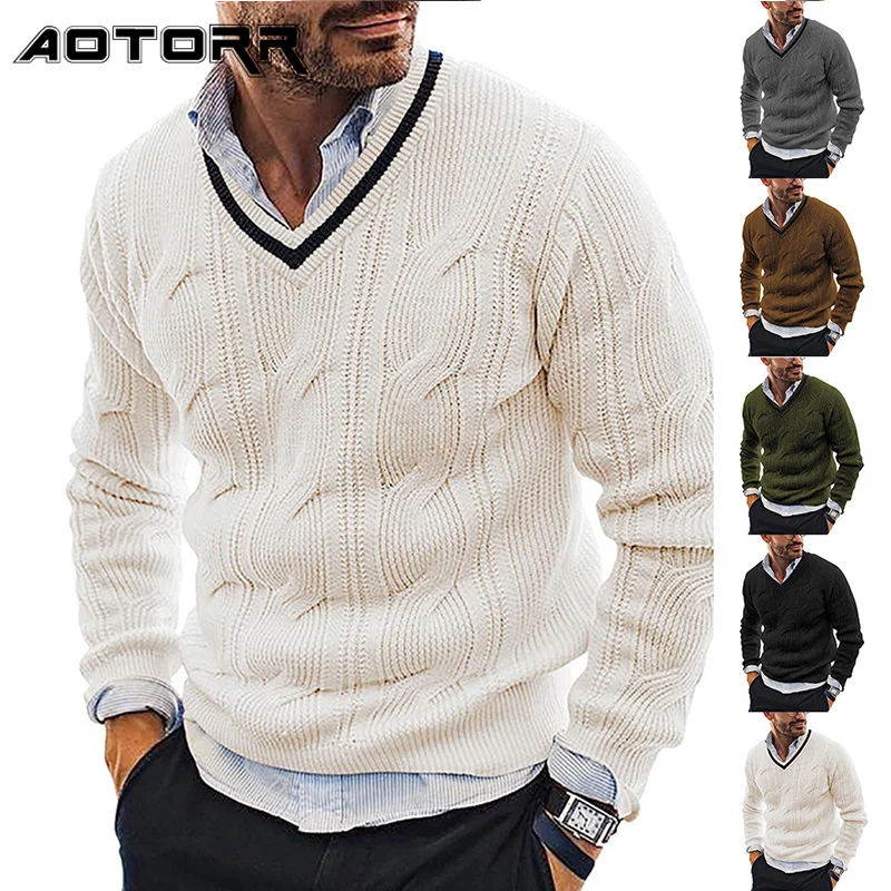 Fashionable Man V Neck Sweater Mens V Neck Full Sleeve Sweater Men