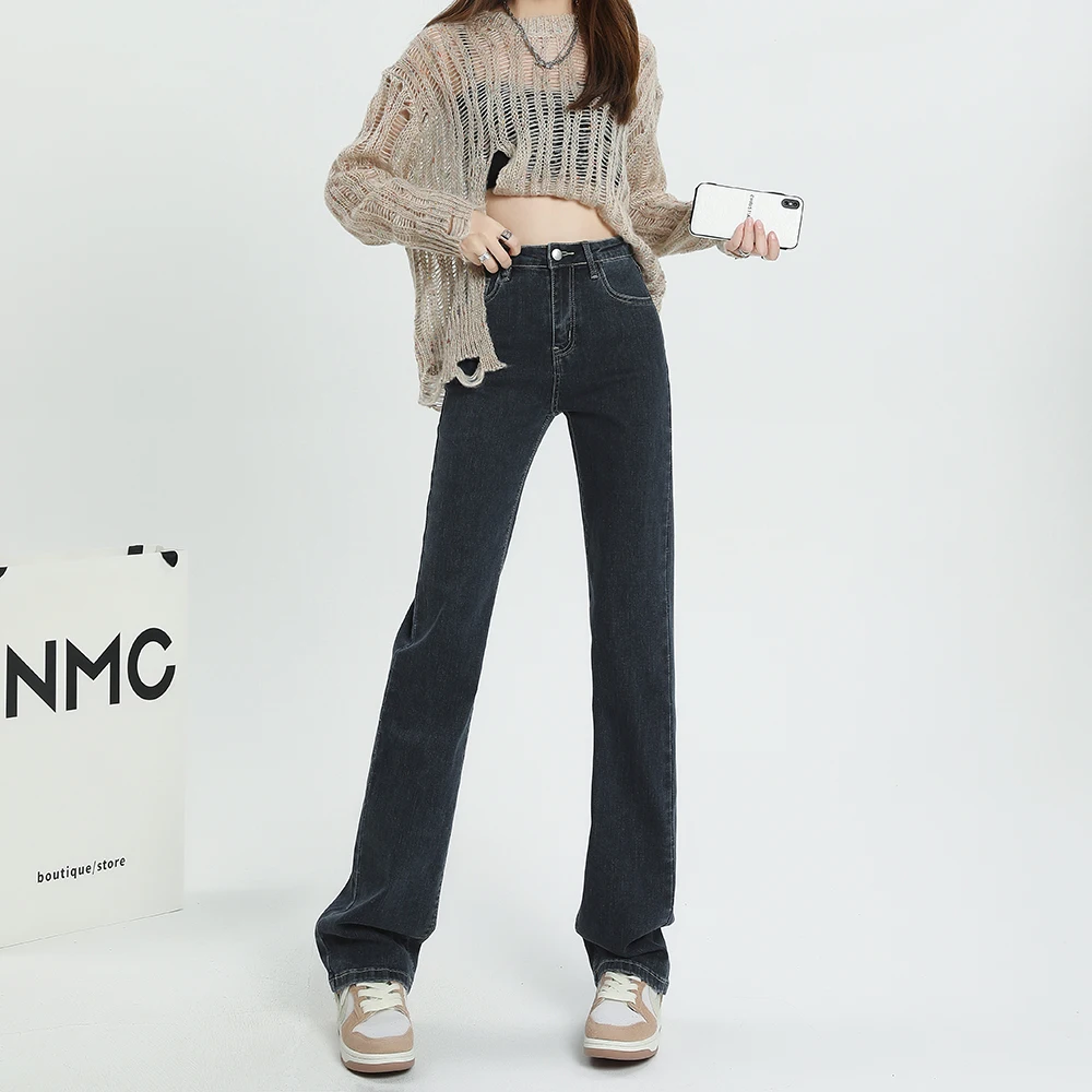 Four Color New Chic Korean Straight Jeans For Women High Waist Loose Simple Streetwear Pants Mom Denim Trousers Casual Comfort