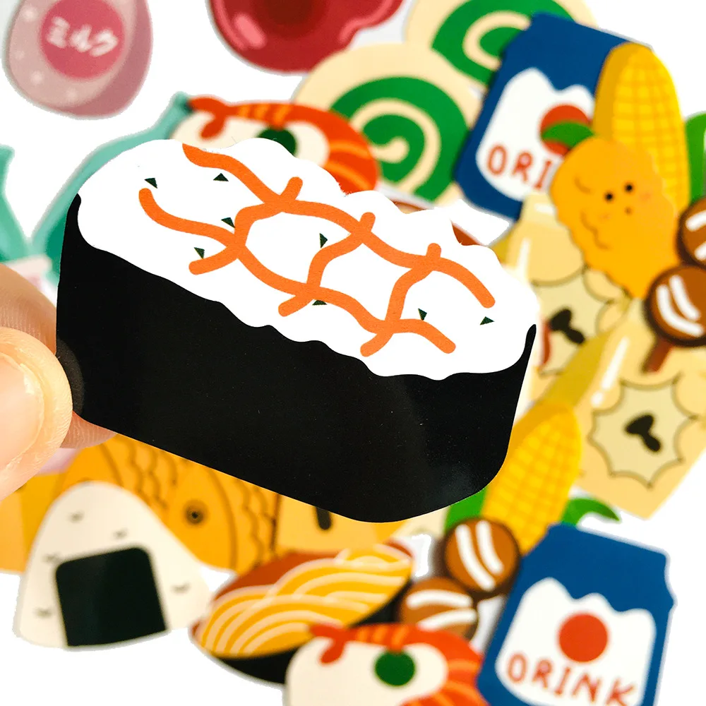 32 개/갑 일본 음식 스티커 방수 스케이트 보드 오토바이 기타 수하물 노트북 자전거 스티커 어린이 장난감