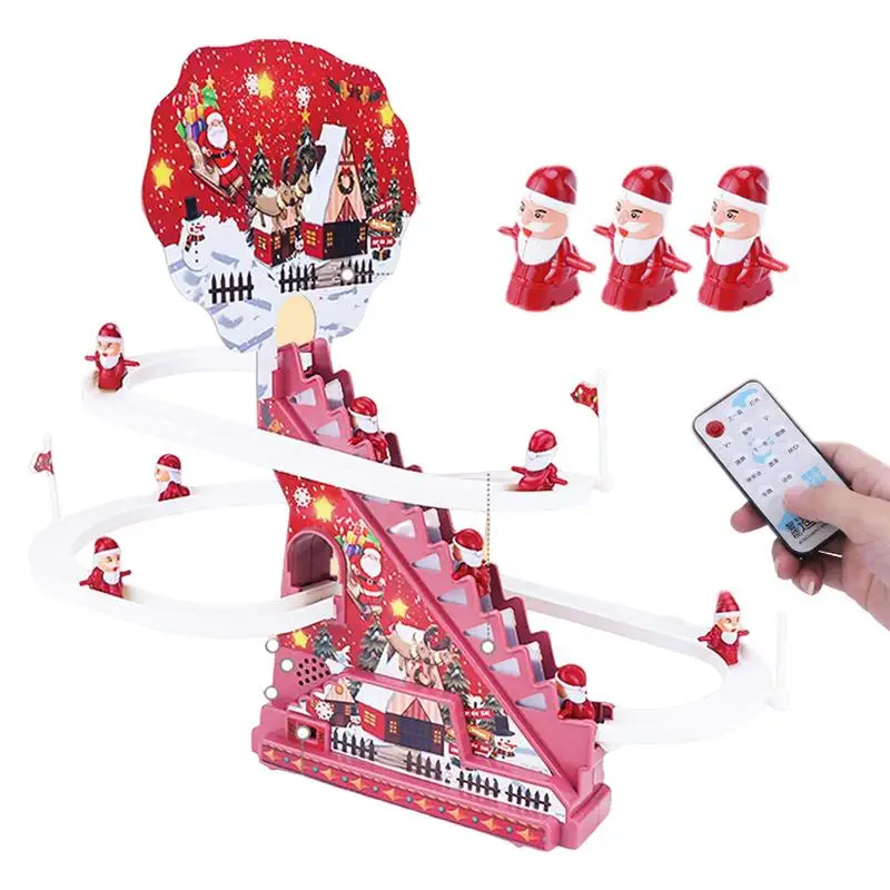 

Electric Santa Climbing Stairs Toy Playful Roller Coaster Santa Race Track Set With Flashing Lights Educational Gifts For Kids