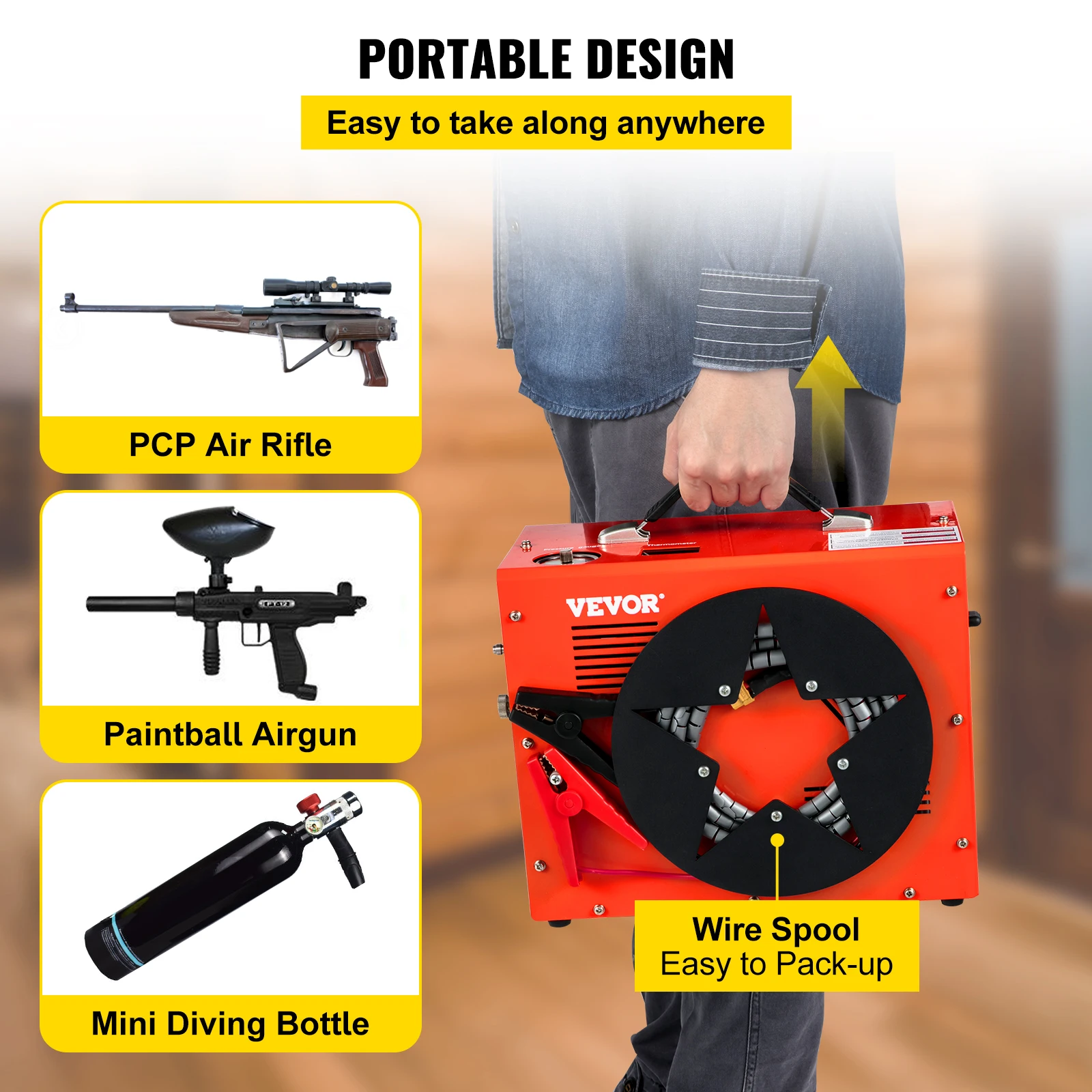 VEVOR Compressore de Aria ad Arresto Automatico da 350 W, Pompa di  Compressore ad Alta Pressione 4500 Psi, Uso per Fucile ad Aria Compressa  PCP, Serbatoio di Pistola ad Aria Compressa Eventi Esterni