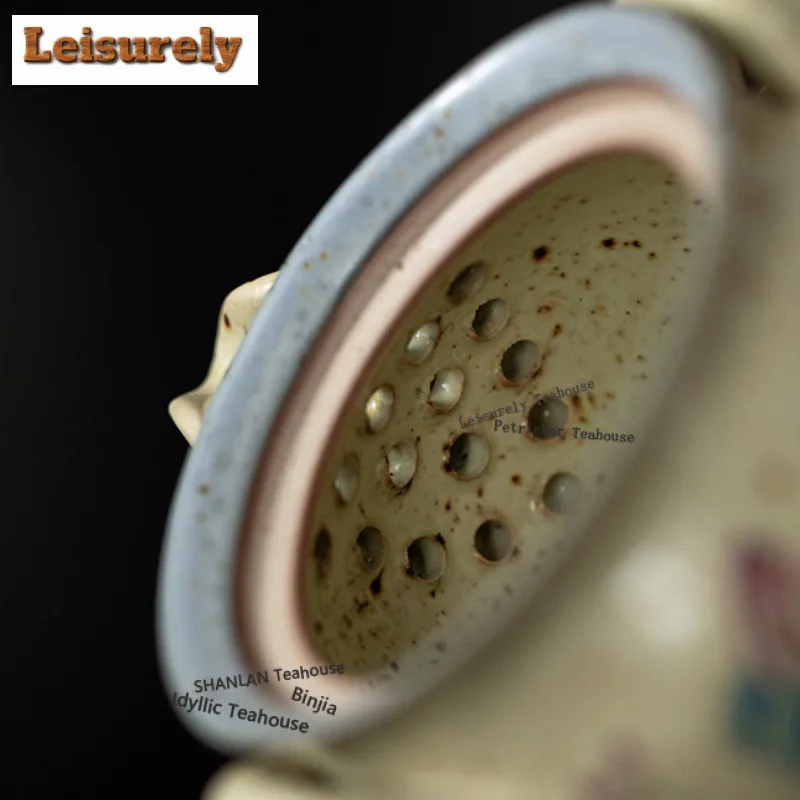 200ML Caramel Glaze Butterfly Lily Vase Teapot Zen Tea Infuser Pot Tea Maker Kettle With Filter Chinese Tea Set Collection Craft