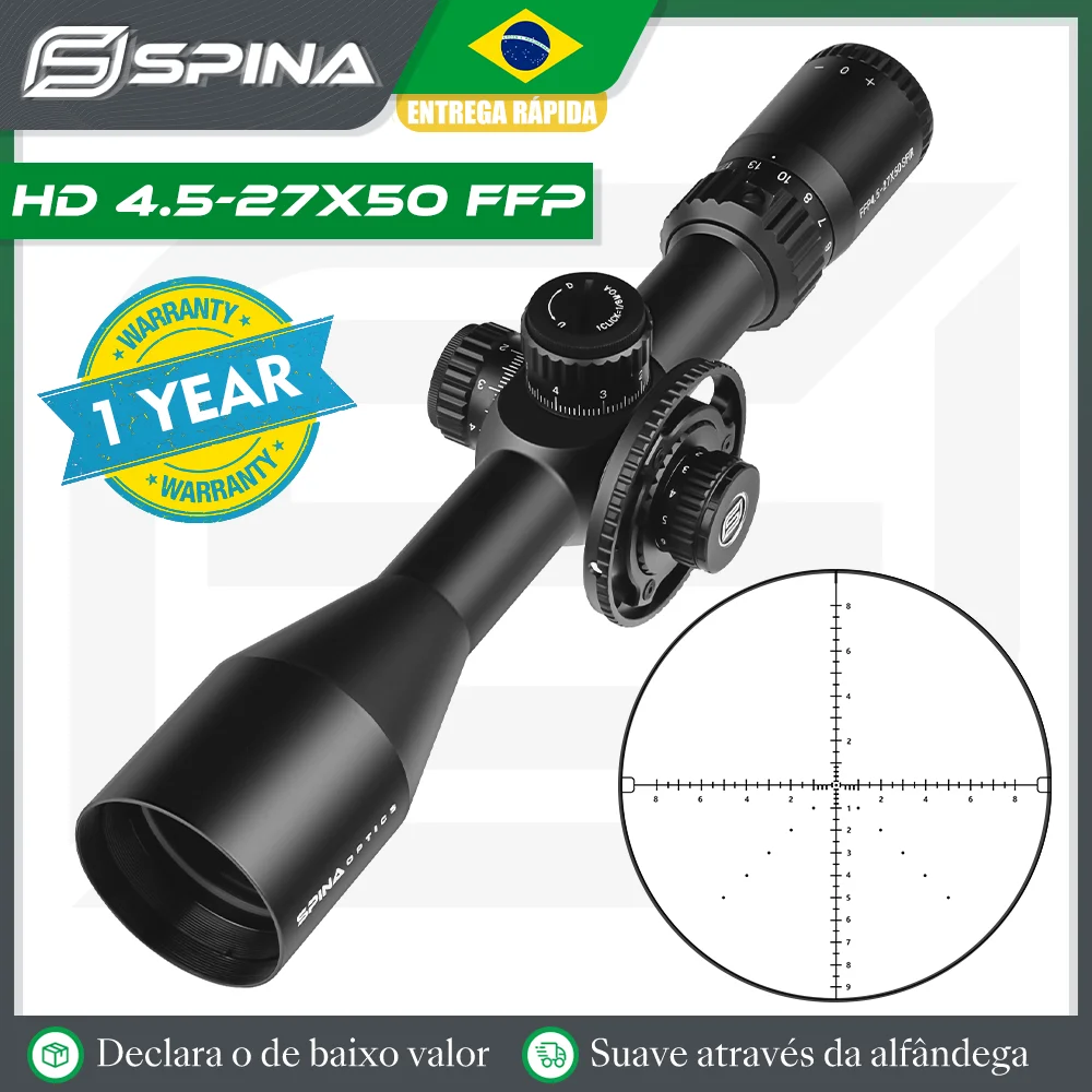 

SPINA OPTICS HD 4.5-27x50 FFP Tactical Glass Etched Reticle Lock Reset Side Parallax RifleScope Sights PCP Carbine AR.308.556