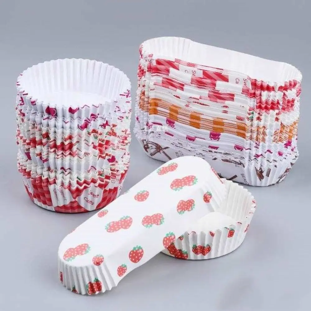 

100Pcs Bread Paper Tray Baking Cups Oil-Proof Heat Resistant Cake Tools