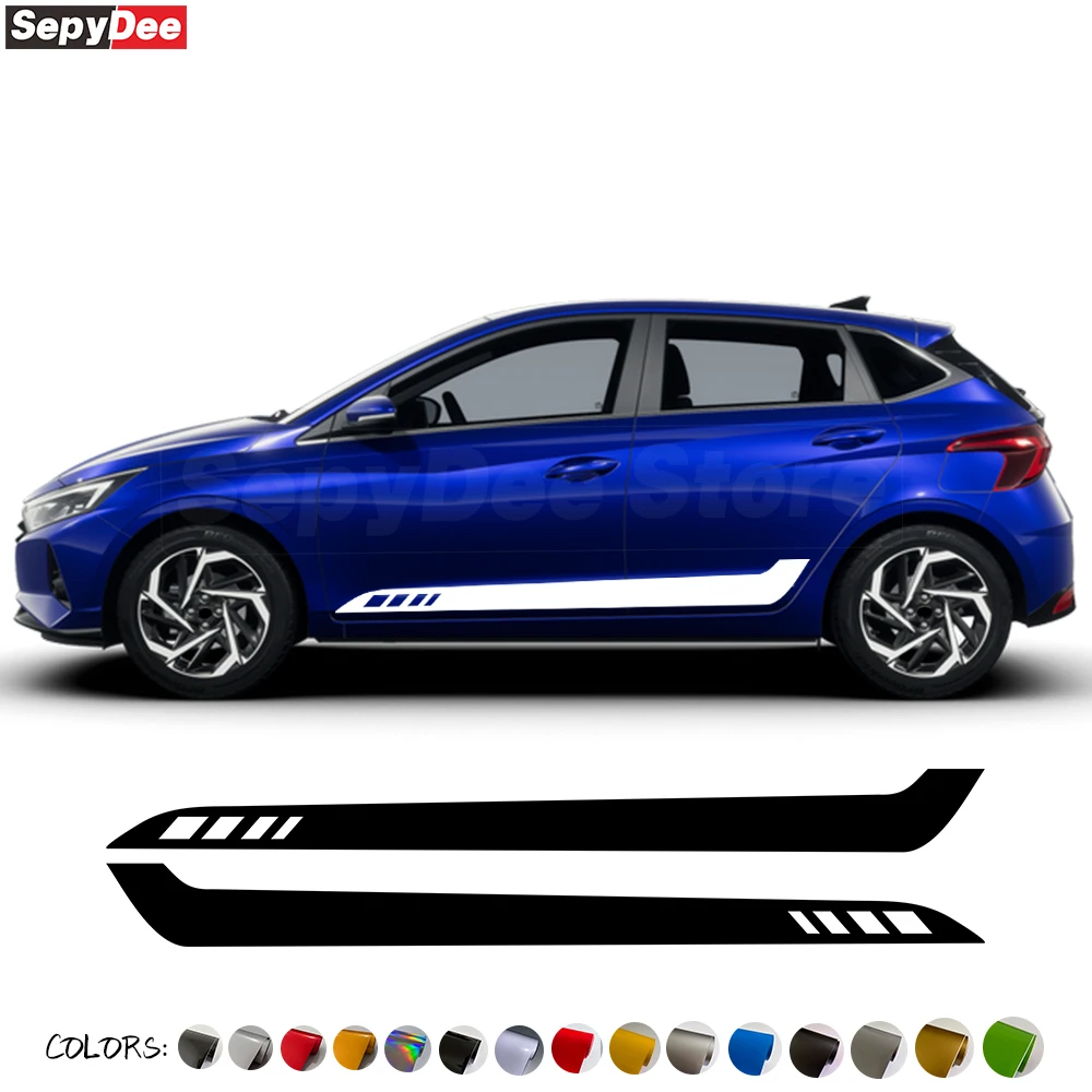 

2 Pcs Car Sport Styling Stripes Stickers Auto Side Skirt Graphic Decor Decals For Hyundai I20 I20 N Line Accessories