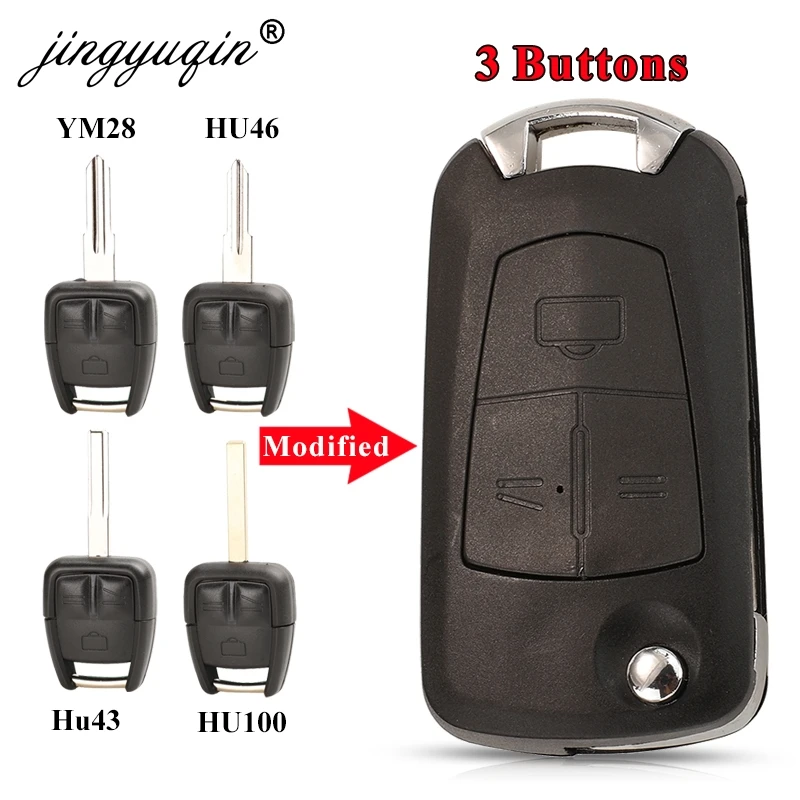 Remote Modified Flip Car Key Shell For Opel VAUXHALL Vectra Astra Zafira 3Buttons HU100/HU43/Hu46/YM28 Fob Case jingyuqin key case car key shell key cover folding car key shell fob cover key fob replacement