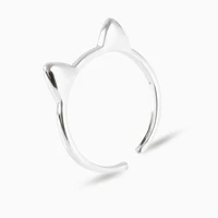 Sole Memory Cute Cat Ear 925 Sterling Silver Literary Creative Personality Female Resizable Opening Rings RI095 1