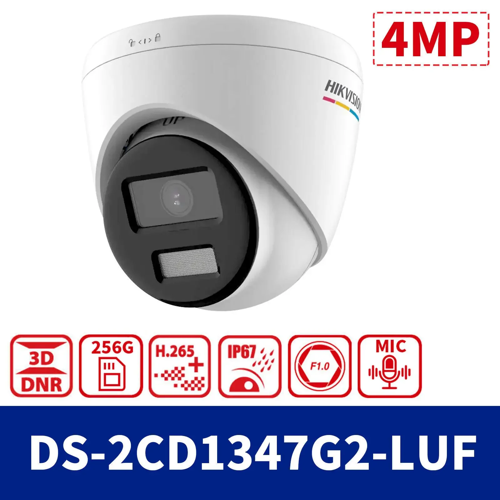 Hikvision DS-2CD1347G2-LUF 4MP ColorVu Built-in Mic Human Detection IP Camera - AliExpress