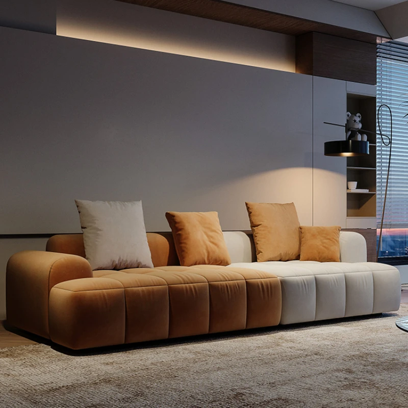 

Простой тканевый диван для гостиной в маленькой квартире, прямой Интернет-знаменитости, кремовый стиль