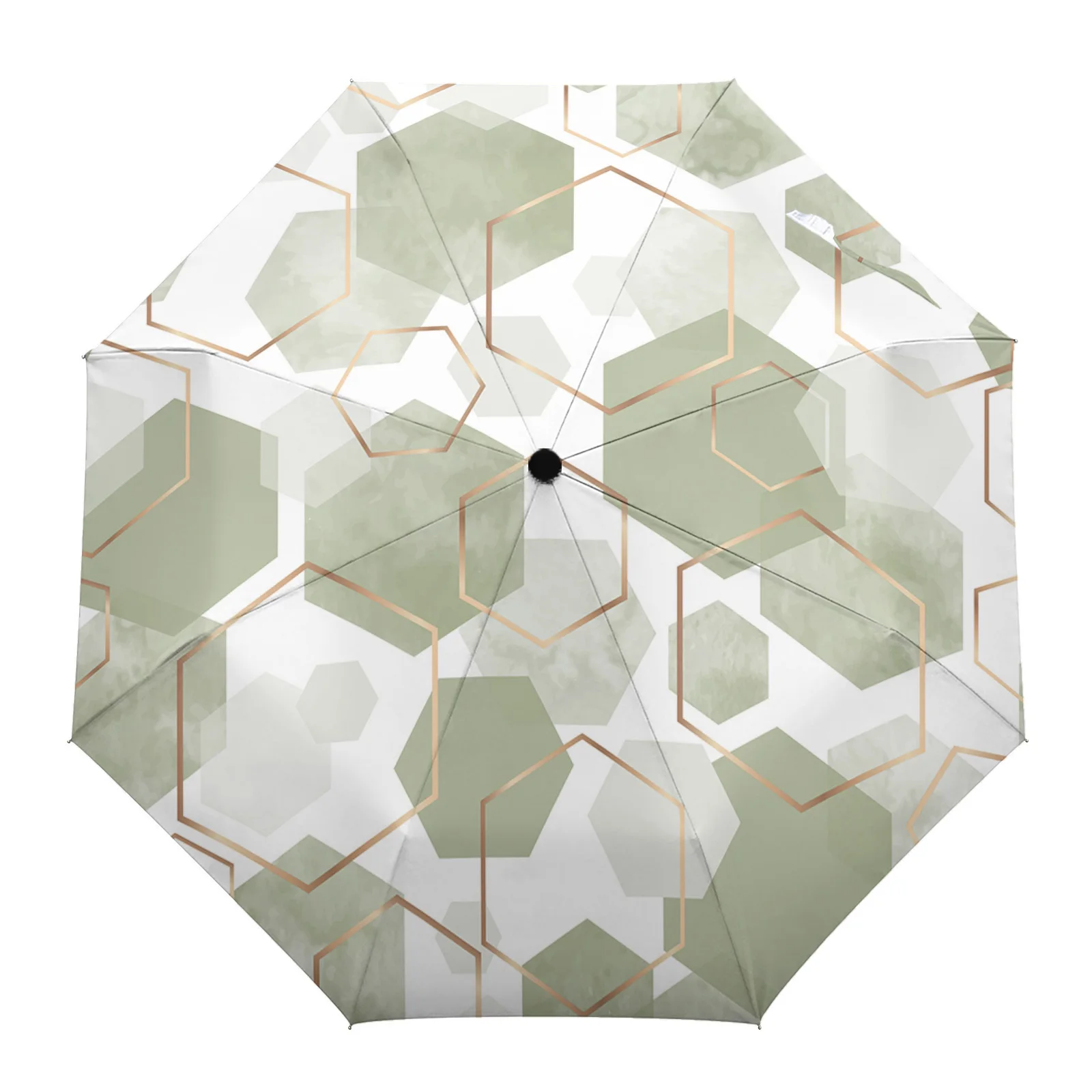 

Sage Green Geometric Texture Automatic Umbrella Travel Folding Umbrella Portable Parasol Windproof Umbrellas