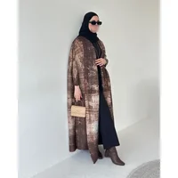 KAF Women Fashion Abaya Vintage Printed Cardigan Design Loose Large Size Elegant Female Luxury Robe Spring Autumn Model 6