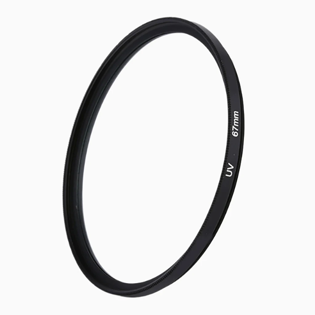 Filtre UV numérique 52mm 58mm 67mm dans son emballage blister, vue de face avec marquage des diamètres.