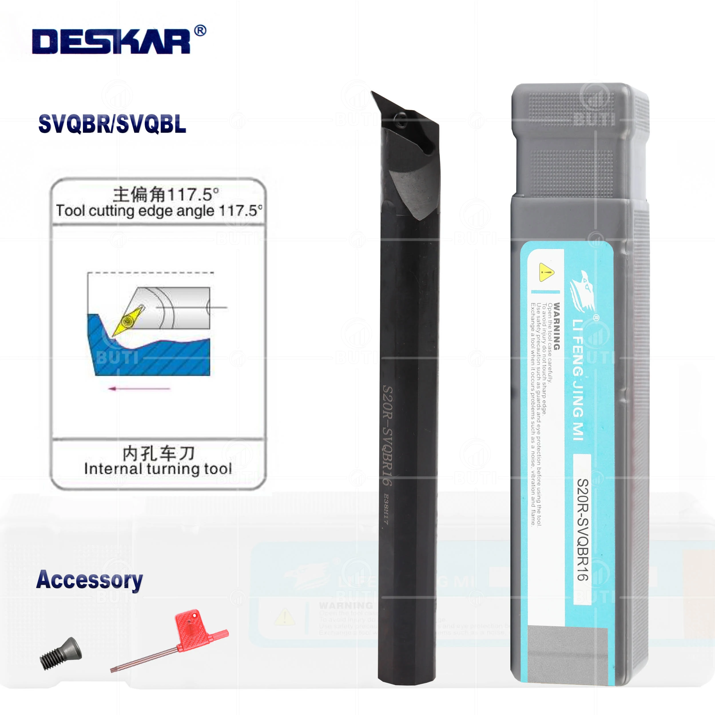 

DESKAR 100% Original S16Q/S20R/S25S-SVQBR/SVQBL11/16 Internal Turning Tool Holder SVQBL CNC Lathe Boring Bar Use VBMT VCMT Blade