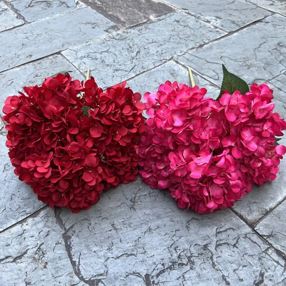 5 Heads Artificial Hydrangea Flower Large Size Silk Fake Hydrangea Flowers DIY Bridal Hydrangea Bouquet for Home Party Wedding