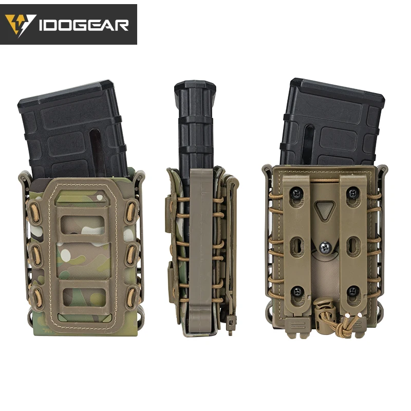 IDOGEAR 5.56mm 7.62mm Fast Mag Pouch Tactical Magazine Pouches Molle Belt Fast Attach Carrier Soft Shell Rifle Mag Carrier