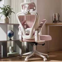 Ergonomic Office Chair M903, High Back Comfy Mesh Desk Chair with Wheels, Adjustable Lumbar Support, Headrest, Pink 1
