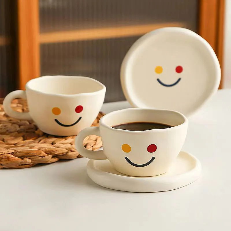 1pc Coffee Cup, Ceramic Creative Cute Hand Painted Rainbow Smile Ceramic  Mug, Lovely Breakfast Milk Tea Coffee Cup, Kitchen Office Tableware  Drinkware