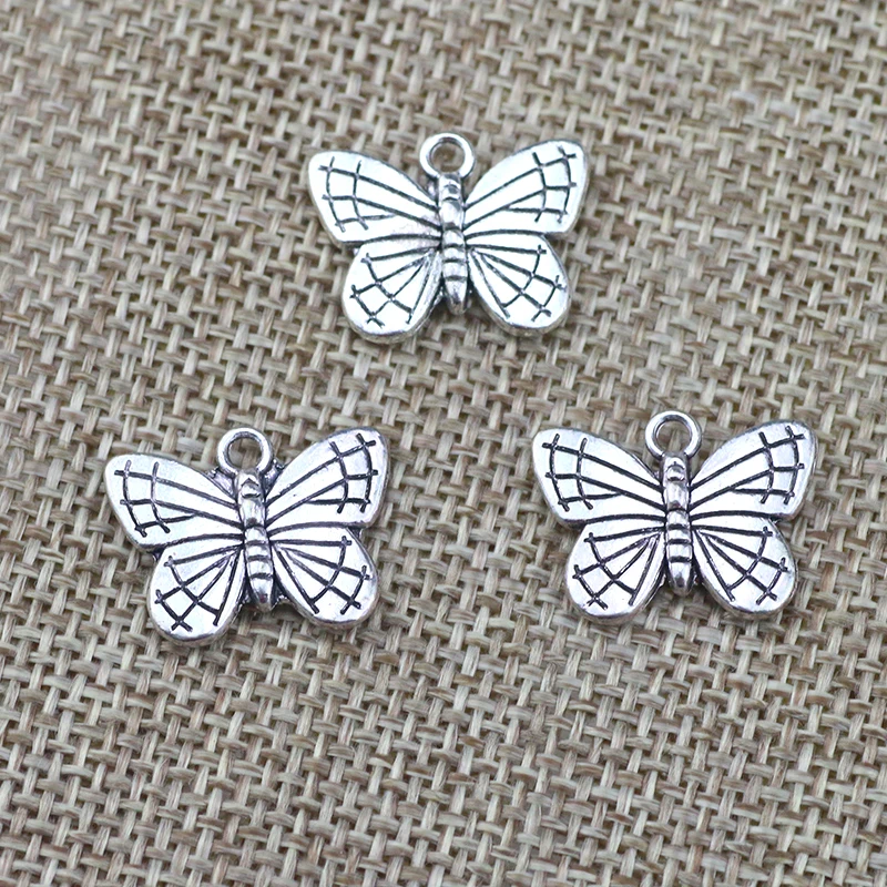 

10 Pieces 19*14mm Mixed Alloy Antique Silver Color Butterfly Charms Vintage Pendant Accessory For DIY Jewelry Making