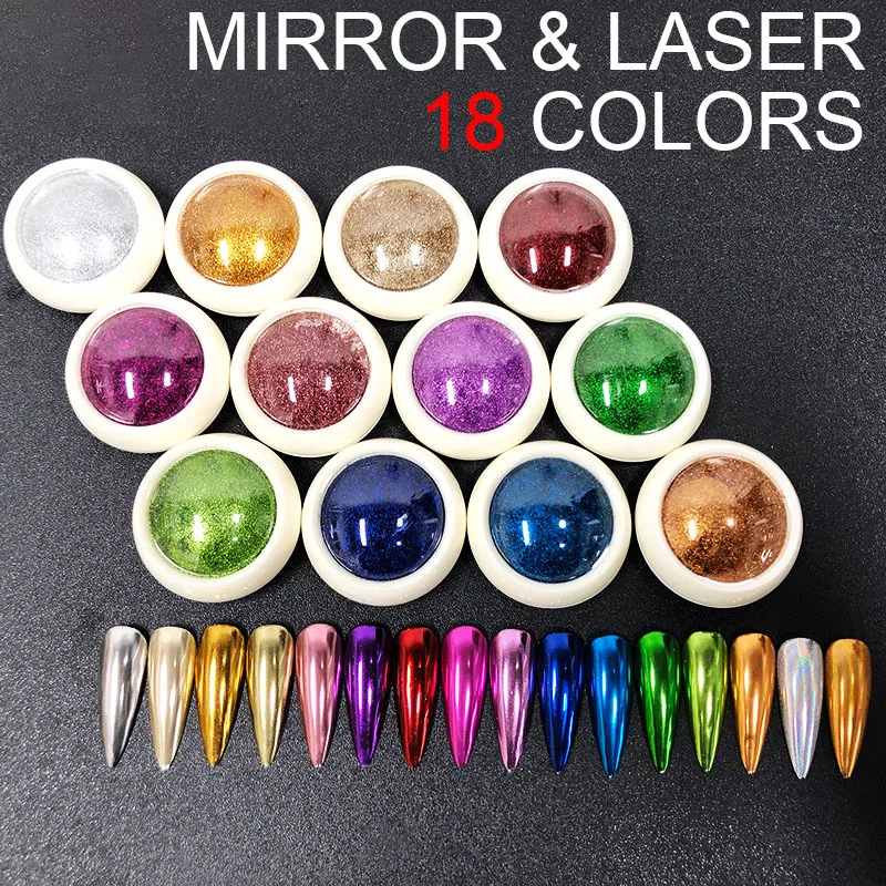 Nail Powder Nail Pigment Nail Glitter Nail Decoration Nail Decorations Nail Art Magic Mirror Powder Laser Charm Pigment Glitter Holographic Chrome Dust Rub On Nails Sparkly Decorations Manicure