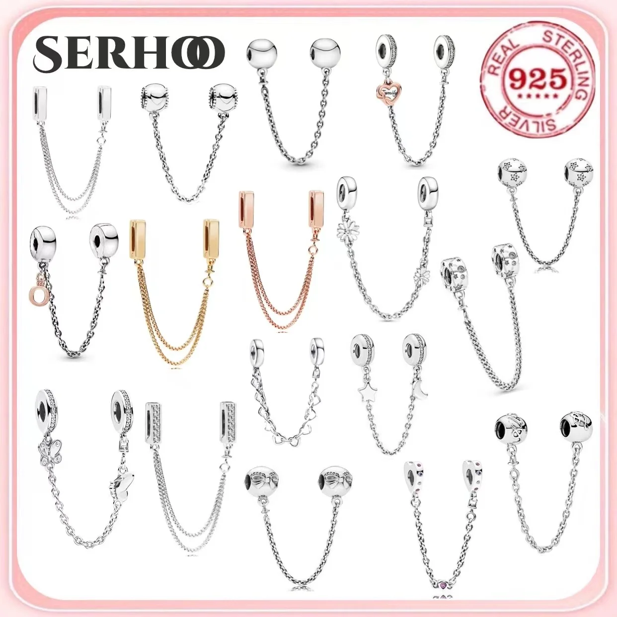 Luxury1005sterlingsilversuitableoriginallovebutterflystarmoonsafetychainwomen