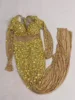Sexy Stage Elegant Luxury Evening Shining Gold Rhinestones Dress Women Cocktail Party Gowns Birthday Stage Photoshoot Costume 4