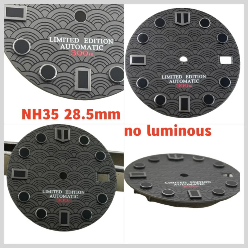 Fishscale Dial 28.5mm Black No Luminous Dial Suitable for NH35/NH36/4R35/4R36 Movement Watch Parts Nh35 Dial