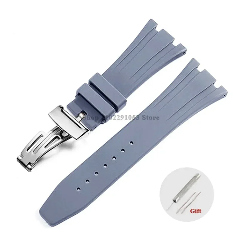 Premium 27mm Waterproof Rubber Watch Strap with Solid Butterfly Buckle