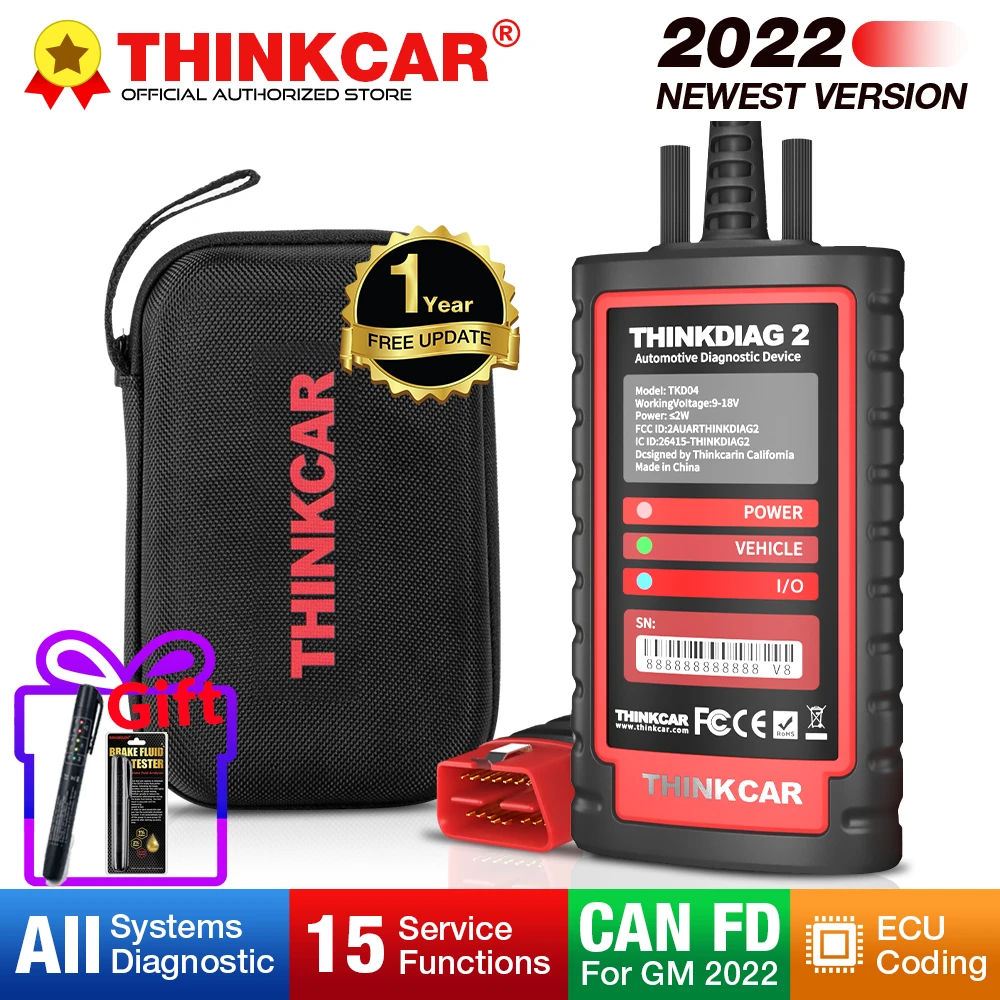 Thinkdiag 2 All System Full software OBD2 Diagnostic Scanner with CAN-FD Protocol for iOS&Android AutoVIN Active Test Scan Tool small car inspection equipment