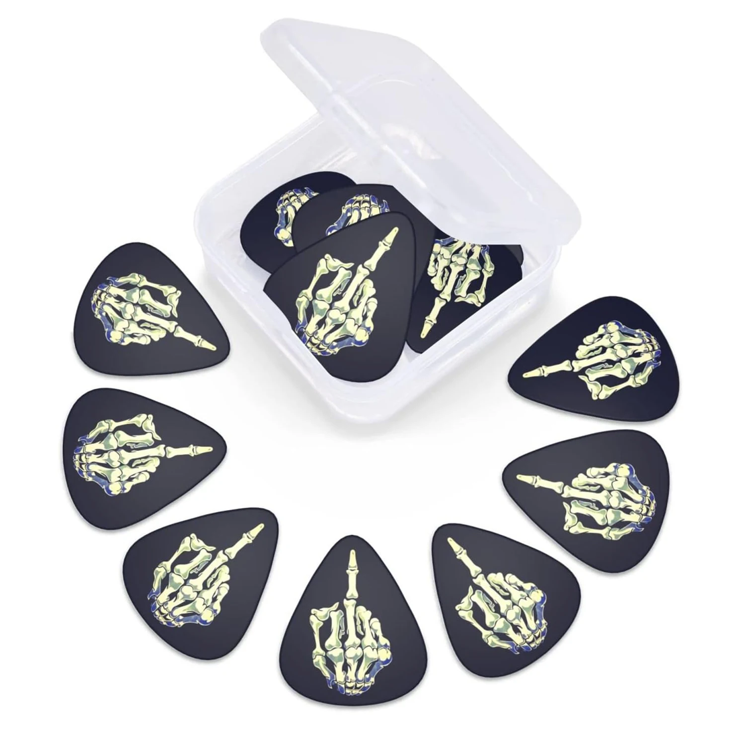 Guitar Picks 12PCS 0.71/1.0Mm ABS Material Smooth Finish Dual-Sided Color Printing PP Storage Box