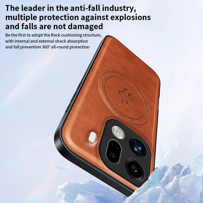 Deluxe Leather Stand Case with Magnetic Wireless Charging and Shockproof Protection