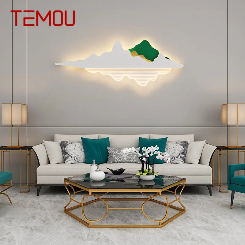 

TEMOU Modern Wall Picture Lamp LED 3 Colors Creative Hill Pattern Landscape Vintage Sconce for Home Living Room Bedroom