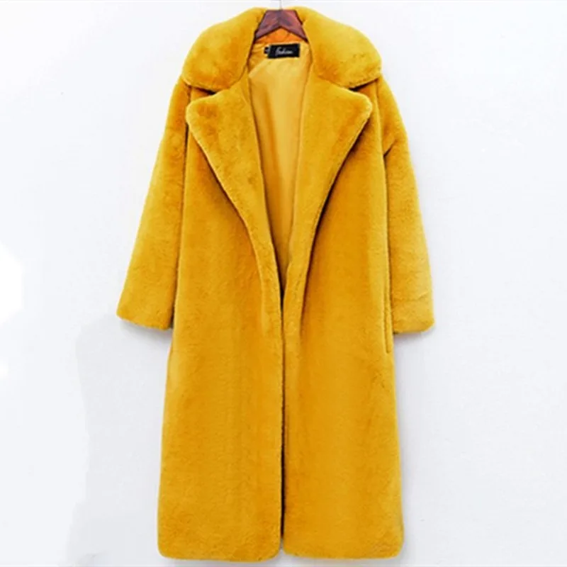 2023 Winter New Women Faux Fur Coat Thickened Warm Outwear Mid Length Version Solid Color Parkas Fashion Casual Loose Outcoat