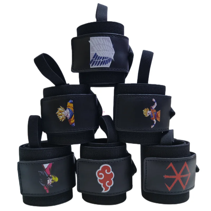 1 Par Halterofilismo Wrist Wrap com Anime Logo Wrist Support Braces