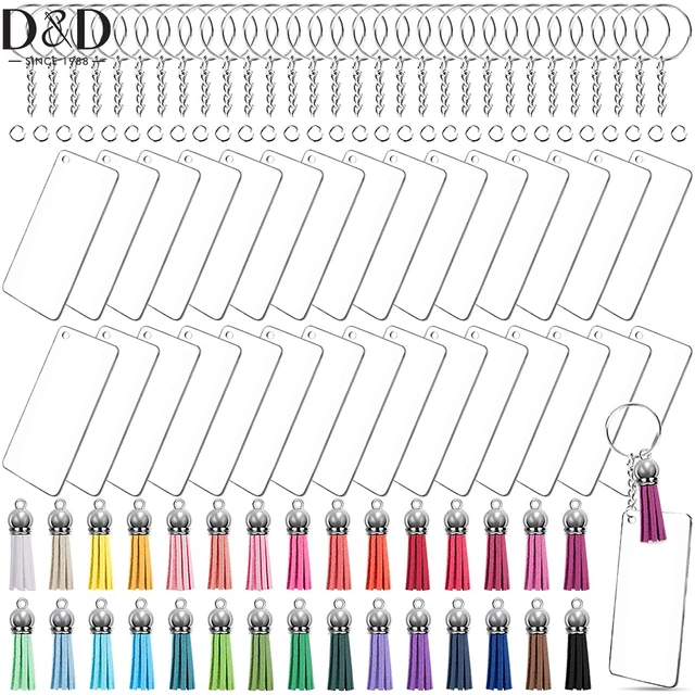 200pcs Acrylic Keychain Blanks Bulk with 5 Shapes Clear Acrylic Disc  Leather Tassel Charms Key Chains for DIY Craft Ornament